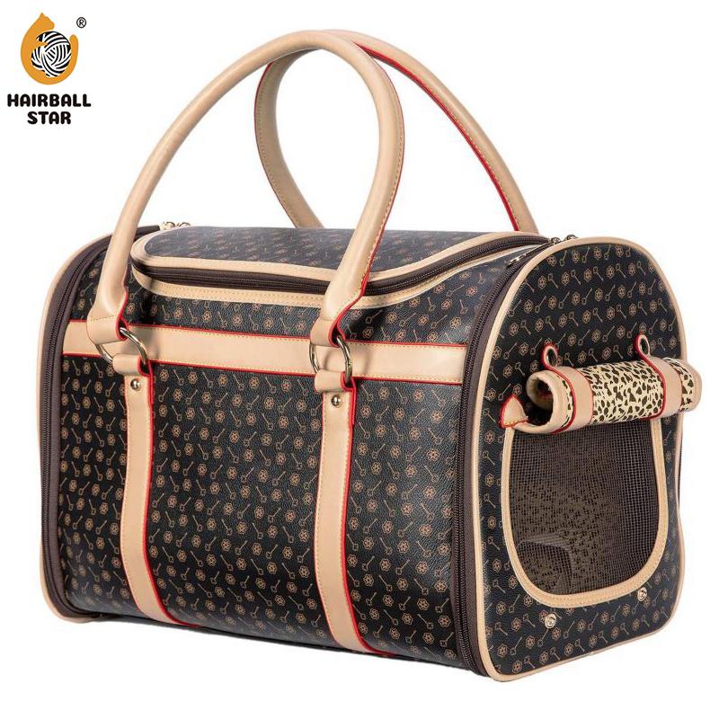

Luxury Pet Dog Bag Outdoor Breathable Dogs Handbag PU Leather Fashion Dog Backpack One-Shoulder Messenger Bag Puppy Pet Handbag