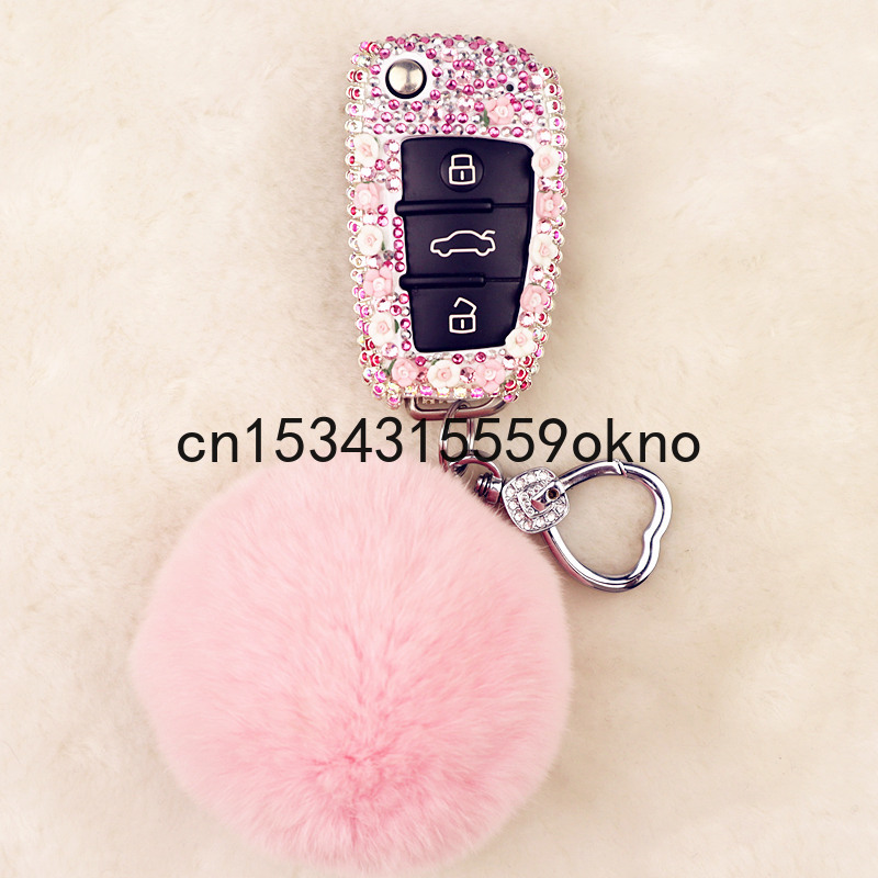 

Key Case Cover For Audi A3 Q3 Q2L A1 Creative Diamond Keychain Car Accessories For Girls