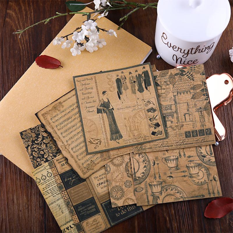 

12sheets Medieval Vintage background sticker DIY scrapbooking junk journal base collage gift seal decoration sticker