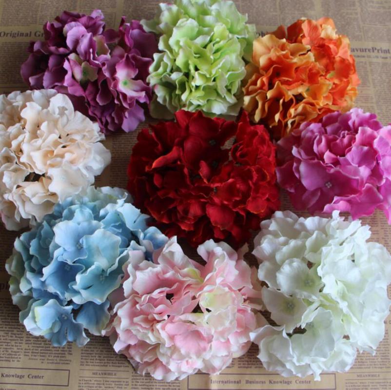 

20pcs 14cm Hydrangea Artificial Silk Flower Heads For Wedding Home Bridal Bouquet Decoration 9 Color For choose, Beige