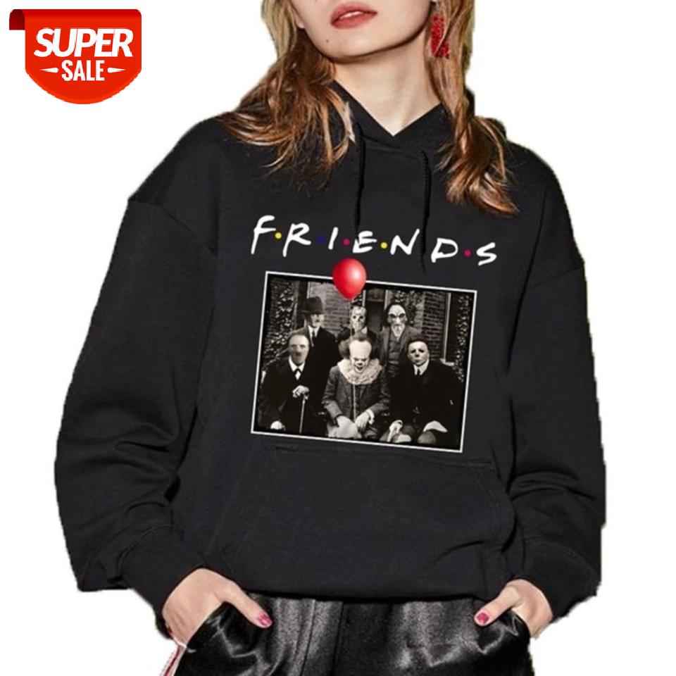 

Unisex TV Show Horror Hoodies Friends Halloween Michael Jason Penny Sweatshirt Hooded Pullover with Pockets Hip hop cotton #uF0z, Black