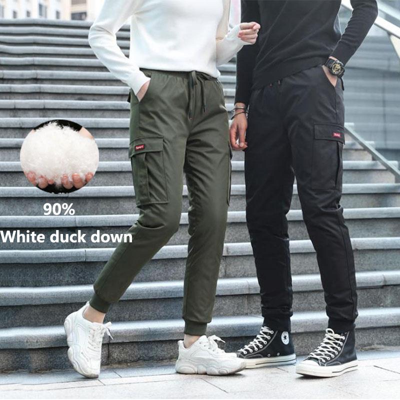 

Winter Windproof White Duck Down Pants Outdoor Camping Hiking Skiing Waterproof Winter Thermal Warm Trousers Men Women, Green women