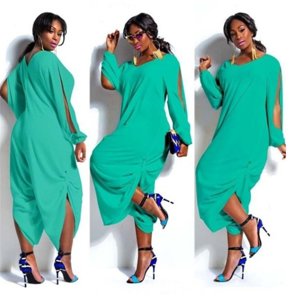 

Women' Long Sleeves V-Neck Loose Split Solid Color Oversized Jumpsuit Playsuit, Orange