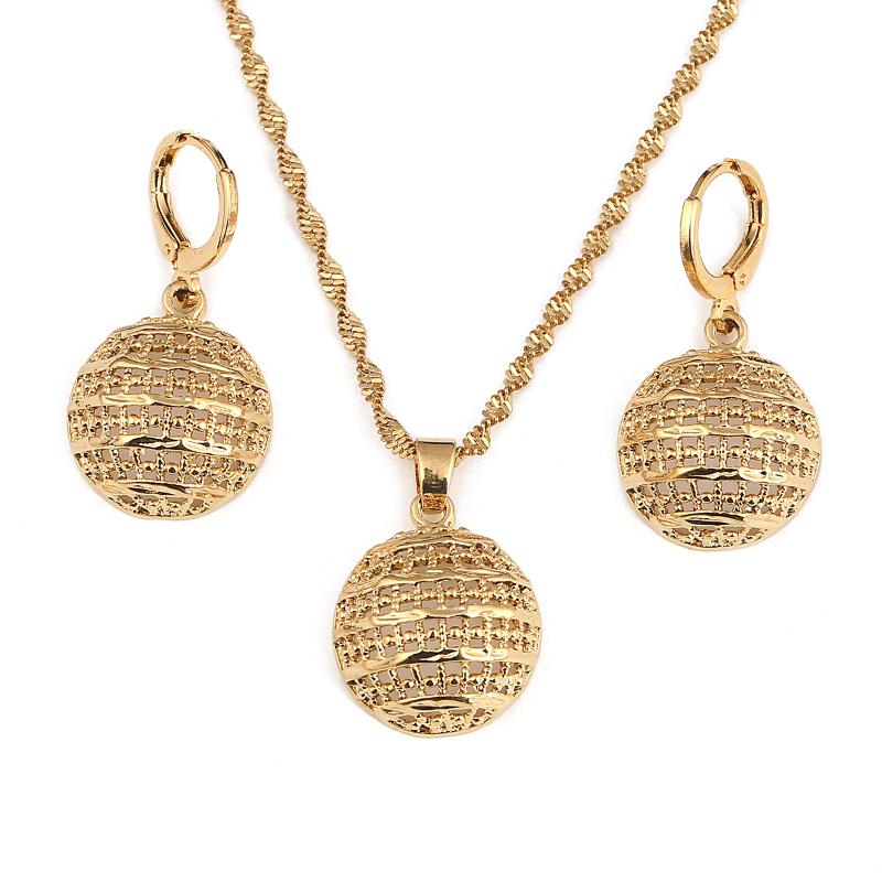 

Earrings & Necklace Trendy Gold Plated Charm Hemispheres Pendant Jewelry Set For Women Lovers Valentines Gifts, Silver