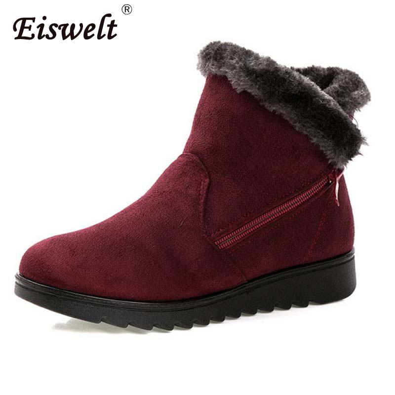 

EISWELT Women Ankle Boots New Fashion Waterproof Wedge Platform Winter Warm Snow Boots Shoes for Female Snow Autumn, Black