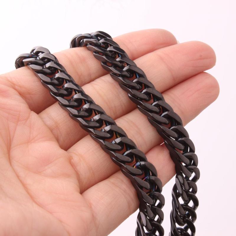 

6mm Wide Black 316L Stainless Steel Curb Cuban Link Chain Necklace Jewelry Gift 7-40inch Accessory for Motorcycle Men