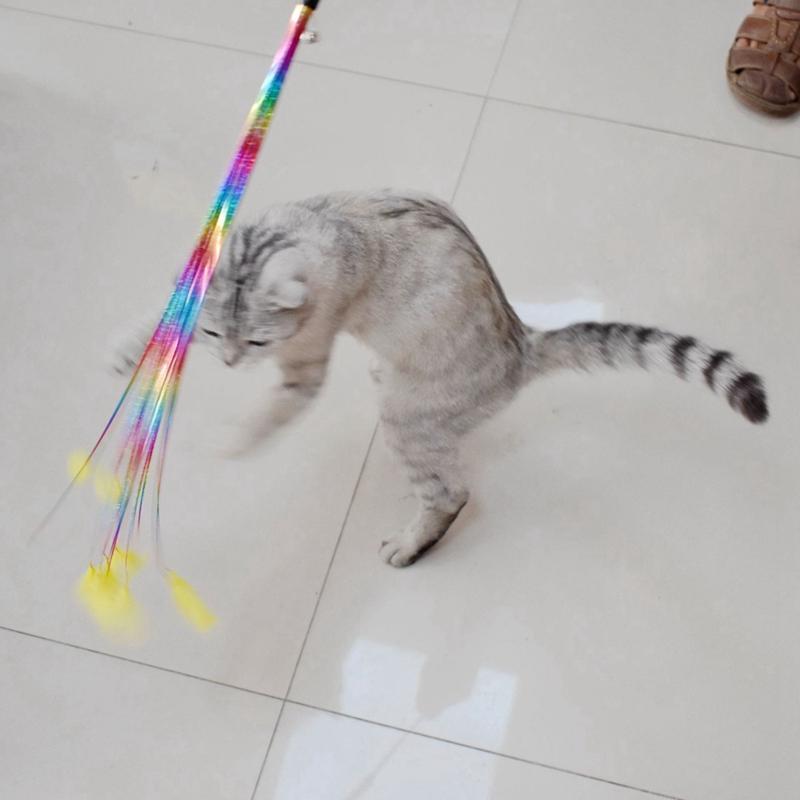 

Exercise-Colorful Pet Cat Toys With Bell Tease Cat Wand Toy For Cats Scratching Playing Training For Gatos
