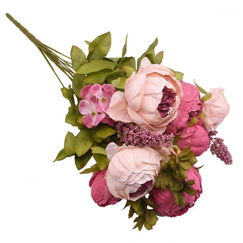 

1 Bouquet 50cm Rose Pink Silk Peony Fake Flowers for Home Wedding Decorations Supplies DIY Party Bouquet Rose Flower Peonies1, F09