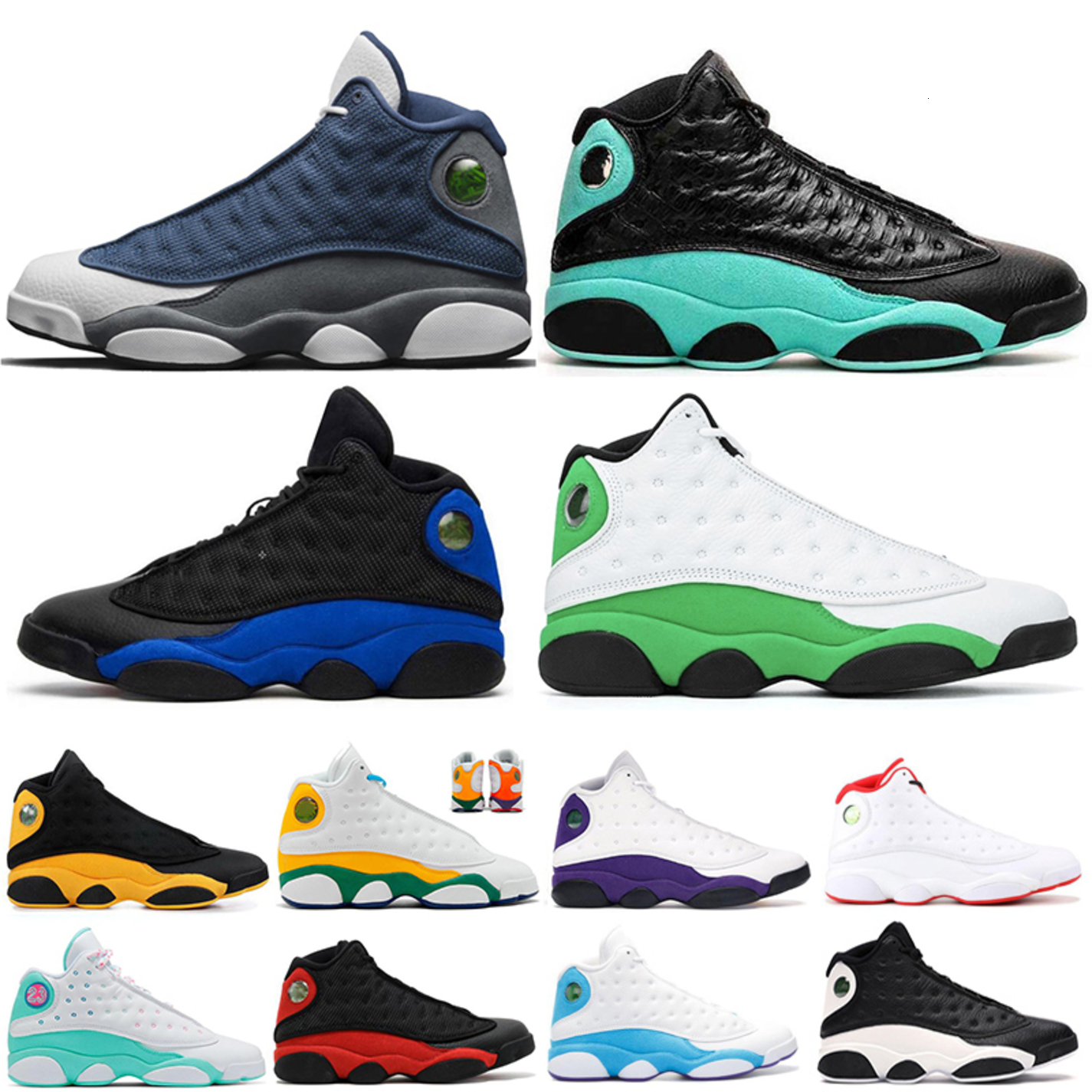 

Mens 13 13s Basketball Shoes Hyper-Royal Reflective Aurora Green lucky green Flint black cat Playground Men shoes Sneaker Trainers 5.5-13, Box fees etc