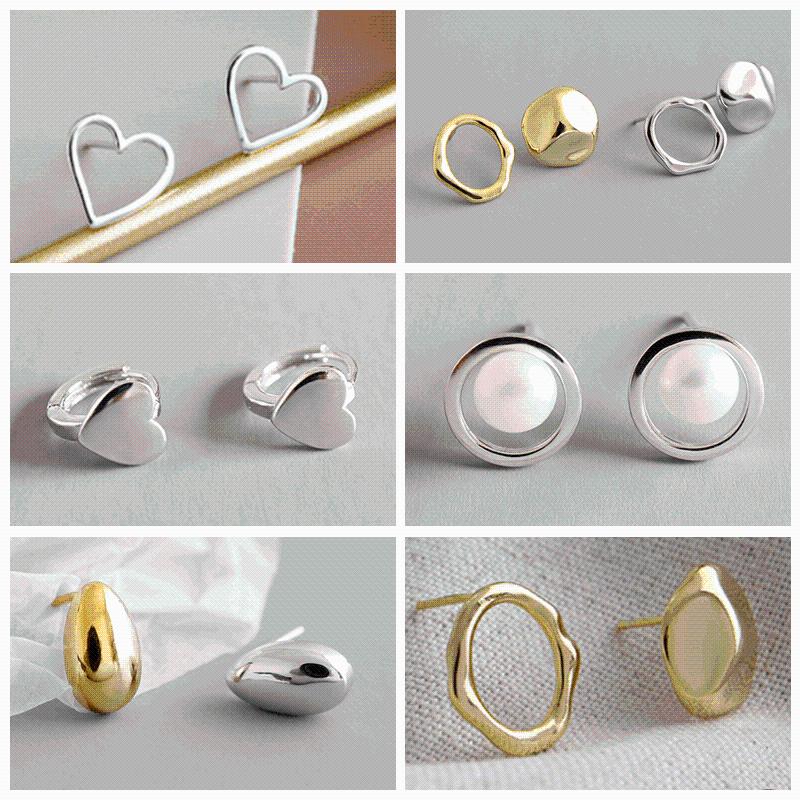 

Real 100% 925 Sterling Silver Jewelry For Women Cute heart Love Heart Earring Stud Small Stud Earring For Girls birthday gift A3
