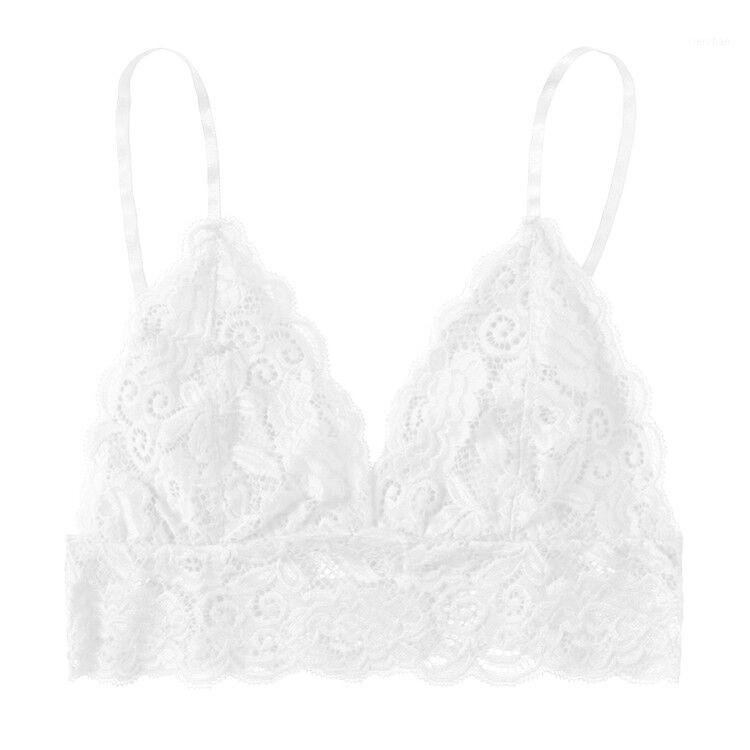 

Bras Deep V Tops Vest Crop Wireless Bra Women Plus Size Lingerie Sexy Solid Color Underwear Sleepwear #LR21, White