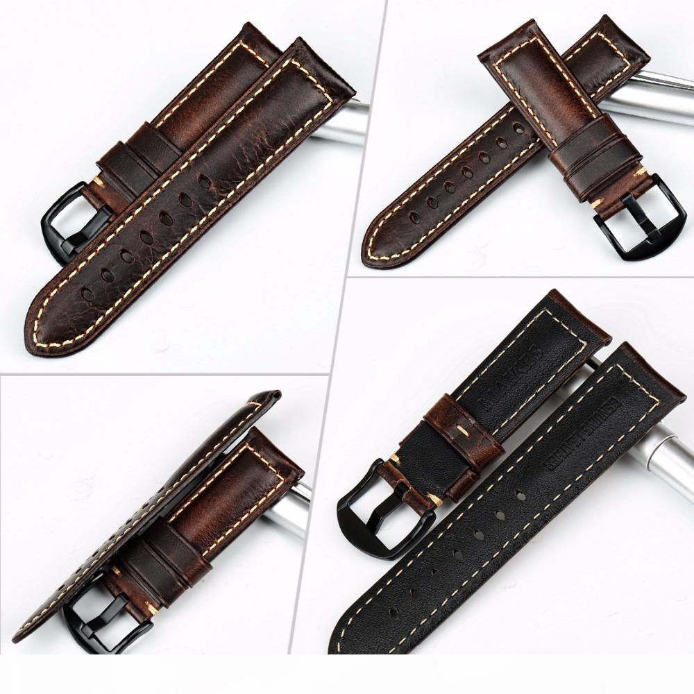 

Maikes Watch Accessories Watch Band 20mm 22mm 24mm 26mm Special Oil Wax Leather Watch Strap Watchbands For Panerai Iwc Y19070902