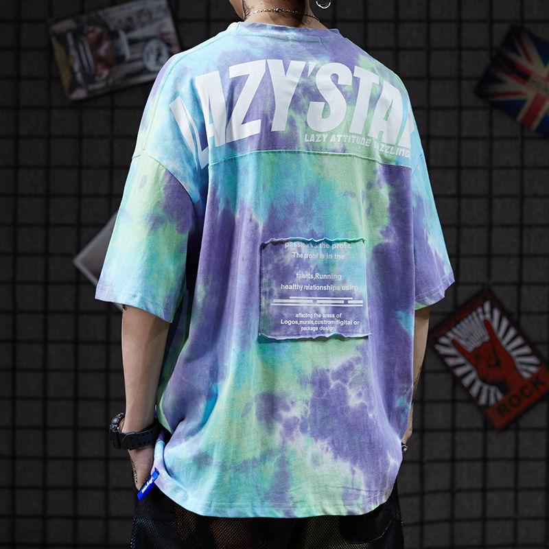 

BANNAJI Hip Hop Letter Printed Tshirt Tee Men Street Streetwear Stylish Loose T Shirt Tops Fashion Patches Short Sleeve For Male, Pink