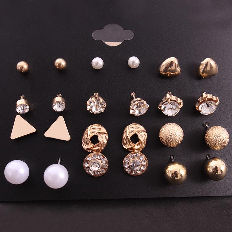 

Stud Selling Earrings 12 Pairs Plate Square Cubic Zirconia Peach Heart Rhinestone Jewelry Gifts Wholesale