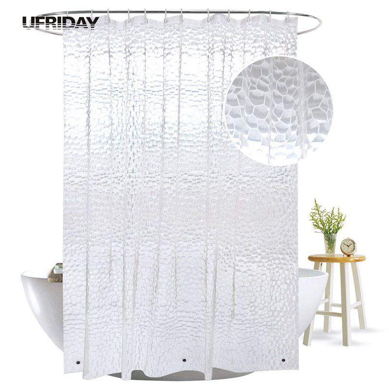 

UFRIDAY 3D Water Cube Shower Curtain with Magnets Waterproof Mildew Resistant for The Bathroom Clear Plastic PEVA Bath Curtain