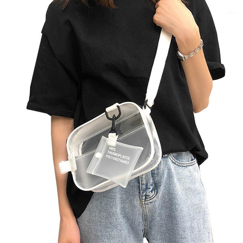 

Causual PVC Transparent Clear Woman Crossbody Bags Shoulder Bag Handbag Jelly Small Phone Bags with Card Holder Wide Straps Flap1, White-matte