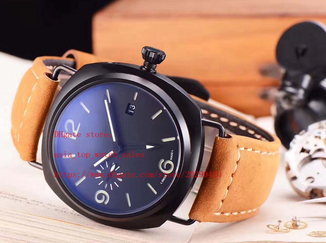 

Topselling 5 styles watch Automatic Movement 44mm Black dial Stainless steel Case gmt Auto Date Leather strap High quality PM Men's Watches