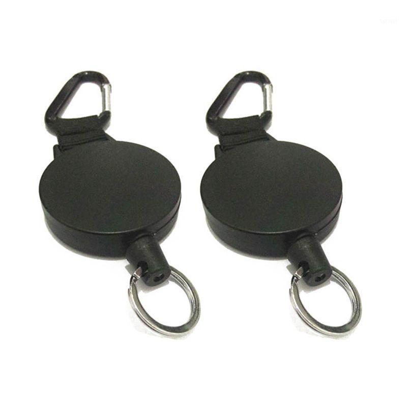

Stainless Cable Retractable Key Chain and Badge Reel Holder, Black, 2-Pack1