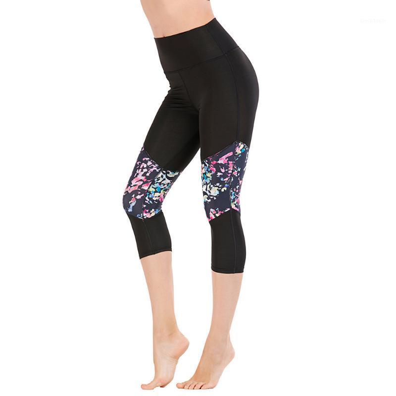 

2020 Gym Leggings Elasticated Patchwork High Waist Yoga Pants Workout Fitness Training Yoga Running Pants Exercise trousers1, Black