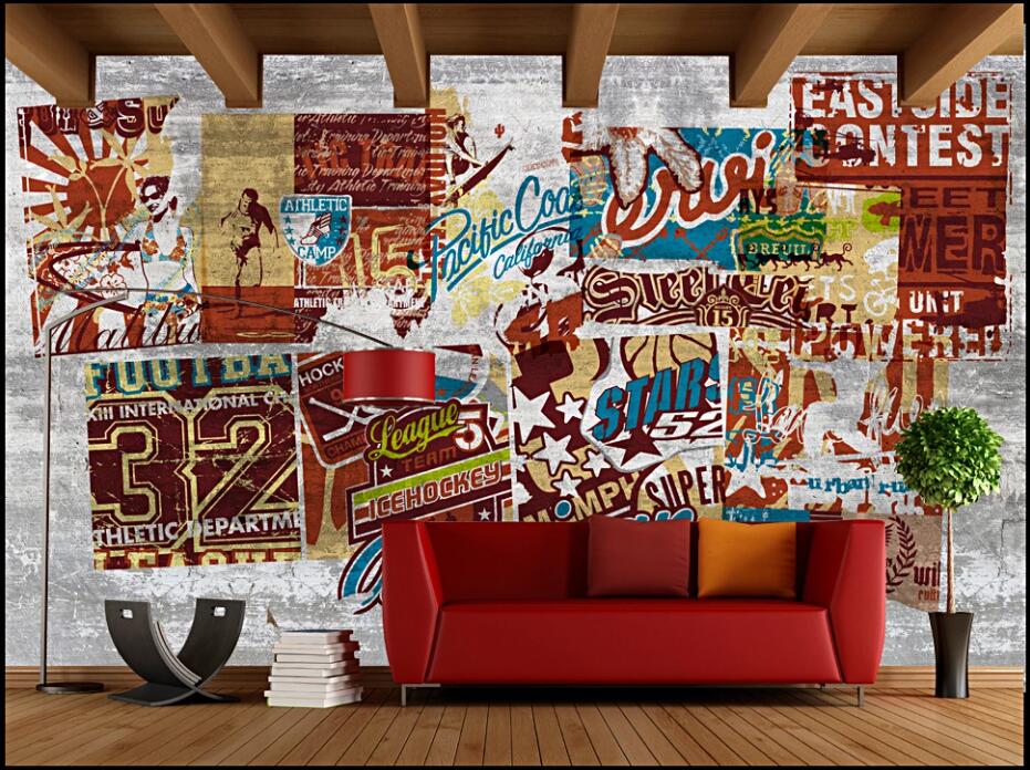 

custom mural photo wallpaper 3d Retro nostalgic graffiti bar restaurant bedroom home decor 3d wall mural wallpapers in the living room, Non-woven wallpaper
