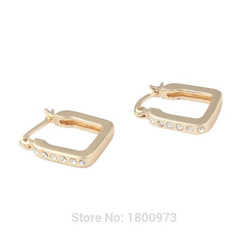 

Rose Gold Color Small Hoop Earrings Double Zircon Earring Gift Jewelry For Party Wholesale