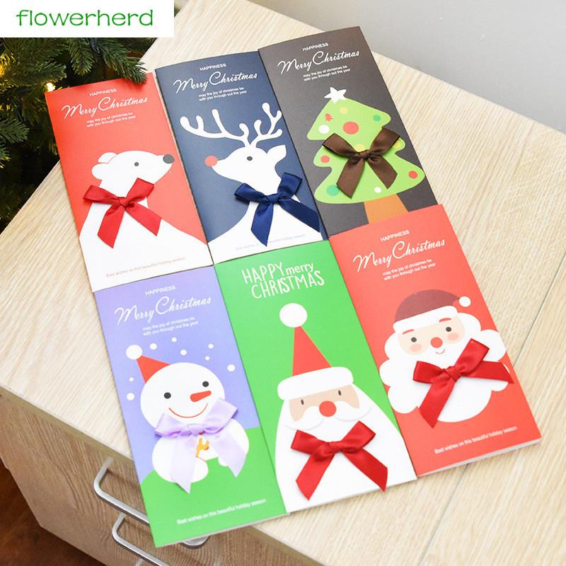 

6pcs Christmas Wish Card Christmas Greeting Card Thank you Tag Tree Decoration Pendant New Year Invitation