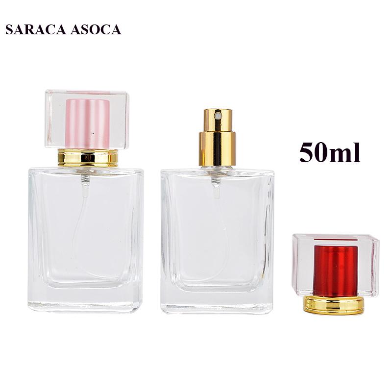 

Wholesale Retail 50ml High-grade Crystal Empty Spray Perfume Bottles 30pcs/lot Big Capacity Clear Color Travel Glass Bottles