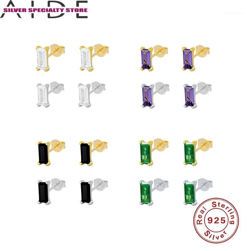 

AIDE Colorful Zircon Stud Earrings For Women 925 Sterling Silver Earrings Gold Earring For Girl Jewelry Pendientes Bijoux Aretes1