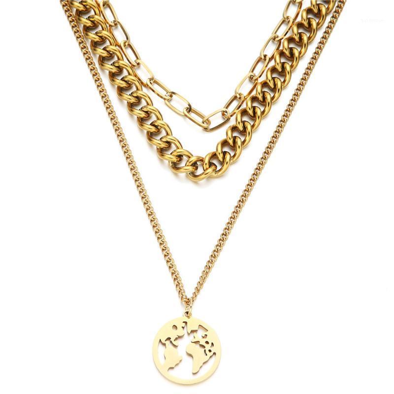 

Cuban Link Chain Choker Necklace Punk Multilayer Pendant Necklace for Women Gold Color Stainless Steel Collar Jewlery1