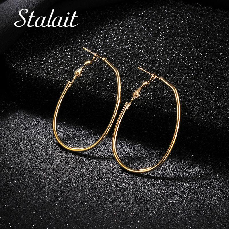 

Gold Color Charm Irregular Hoop Earrings 40/50/60mm Large Fashion Hoop Earrings For Female Wedding Gift Statement Jewelry