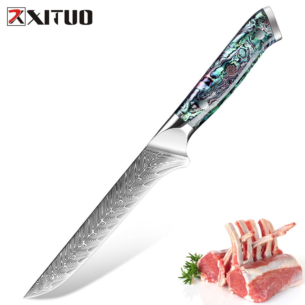XITUO 6" Boning Fish Knife 67 Layers Damascus Steel Lasting Sharp Boning Knife Abalone shell handle Ham Knife Fille Sushi Knives-image-755967663