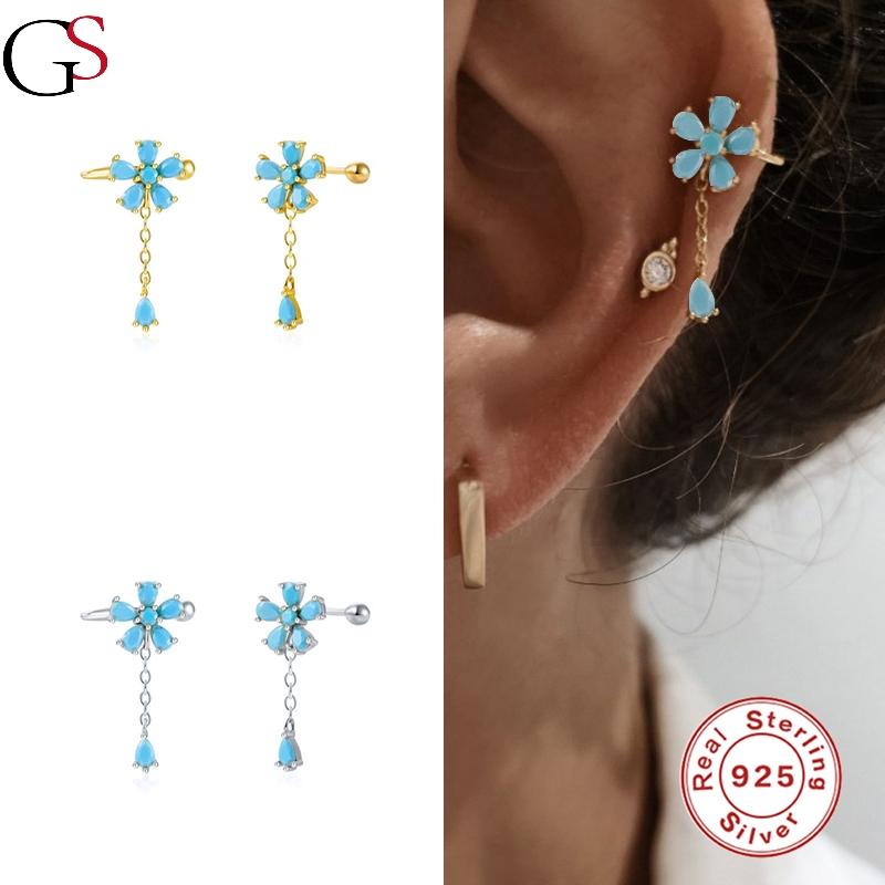 

GS Boucle Oreille Femme Creativity Petal Tassel Pendientes All-match Stud Earring For Women Silver 925 Jewelry Gift For Birthday