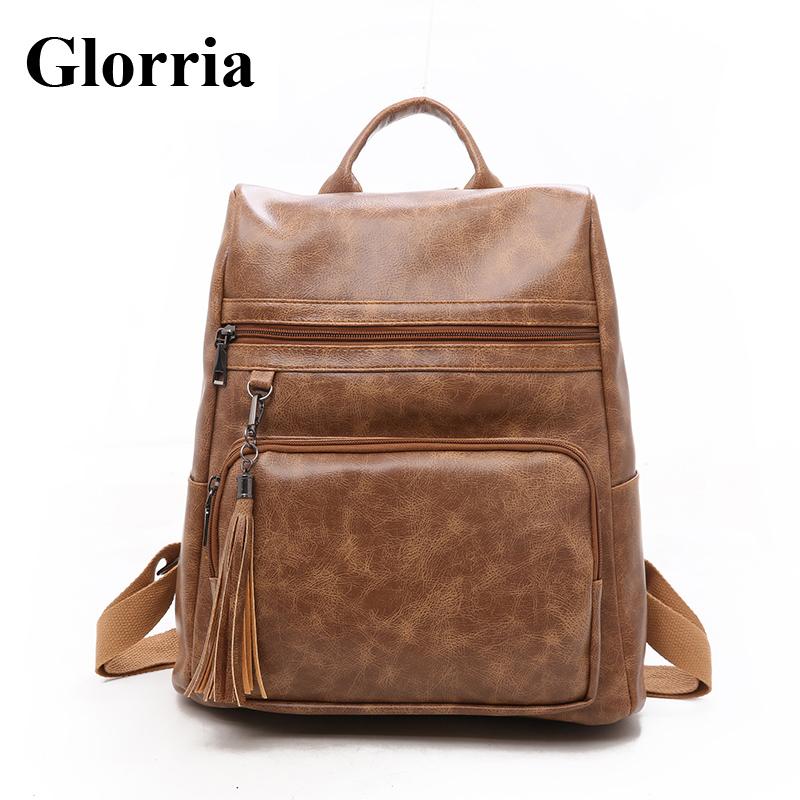 

Glorria New Anti Theft Tassel Backpack for Women 2021 Korean Backpack Teenager Girls Big Capacity Book Bag Women Leather Bagpack, Pink bag