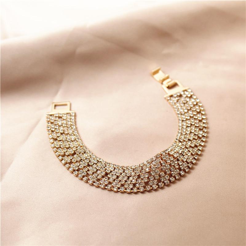 

Euramerican fashion shiny wide crystal chain exquisite luxury bracelet