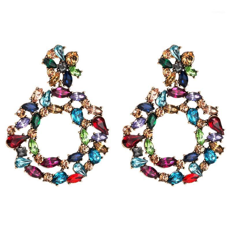 

Dangle & Chandelier Luxury Crystal Drop Earrings For Women 2021 Big Colorful Statement Large Rhinestone Earings Bold Fashion Jewellery