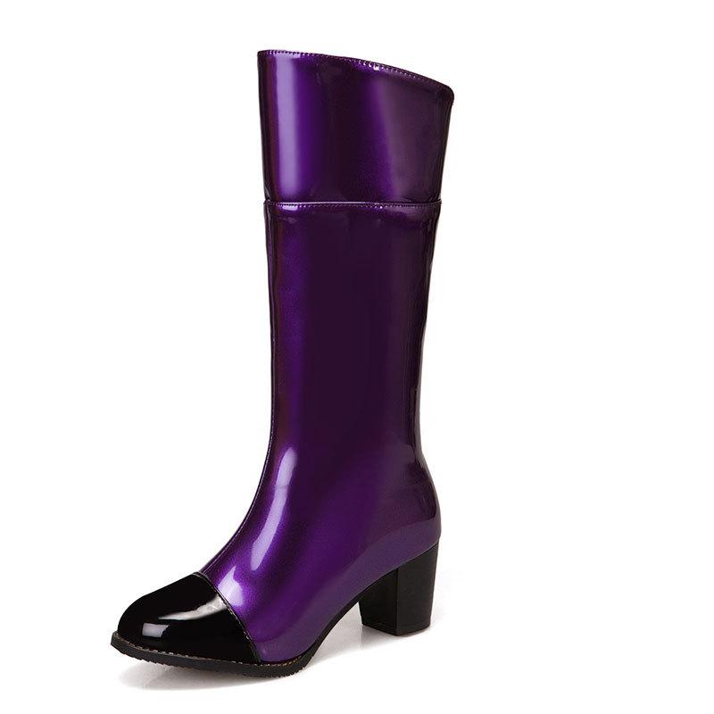 

Shoes Women's Leather Boots Sexy Thigh High Heels High Sexy Round Toe Low Over-the-Knee Stiletto Rubber Large Size PU