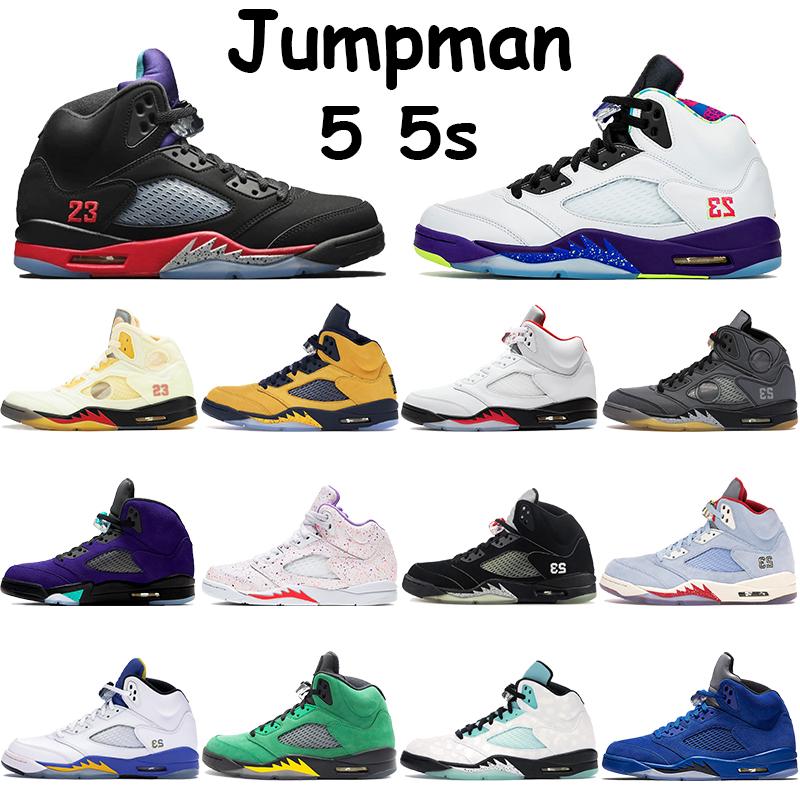 

2021 New Sail black muslin jumpman 5 5s Outdoor shoes top 3 alternate grape bel red hyper green white cement mens, As photo 12