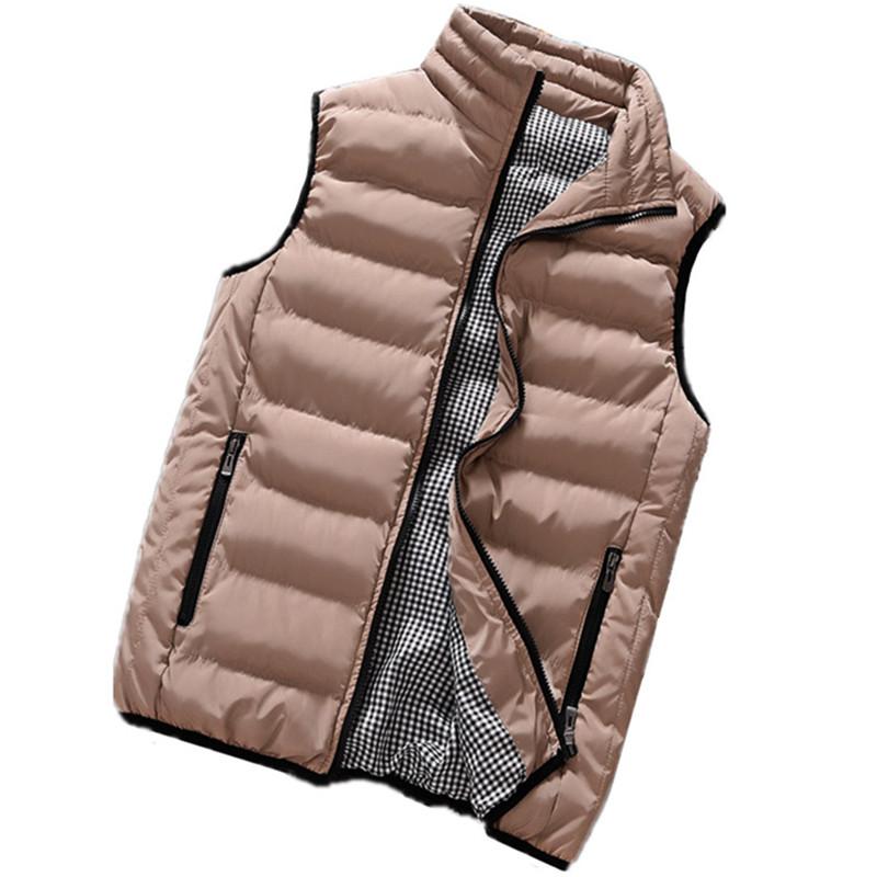 

2020 Autumn Winter Fashion New Men's Casual Warm Down Vest Coat / Man's Stand Collar Zipper Waistcoat Jacket / Large Size M-5XL, Black