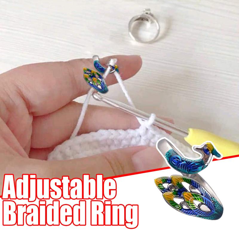 

Adjustable Knitting Loop Crochet Loop Knitting Accessories Peacock Shape Ring Finger Decoration 2020 Sewing Accessories Costura