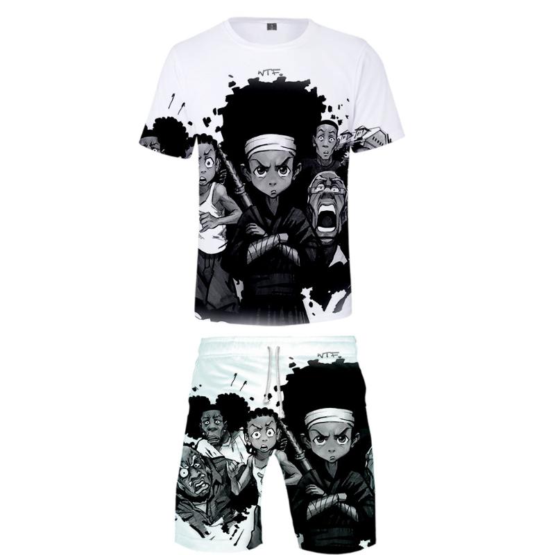 

Men's Tracksuits The Boondocks T-shirt 3D Tracksuit Women Two Piece Set T Shirt+Shorts Harajuku Casual Streetwear&Pant Unisex Clothes&Pants, Army green