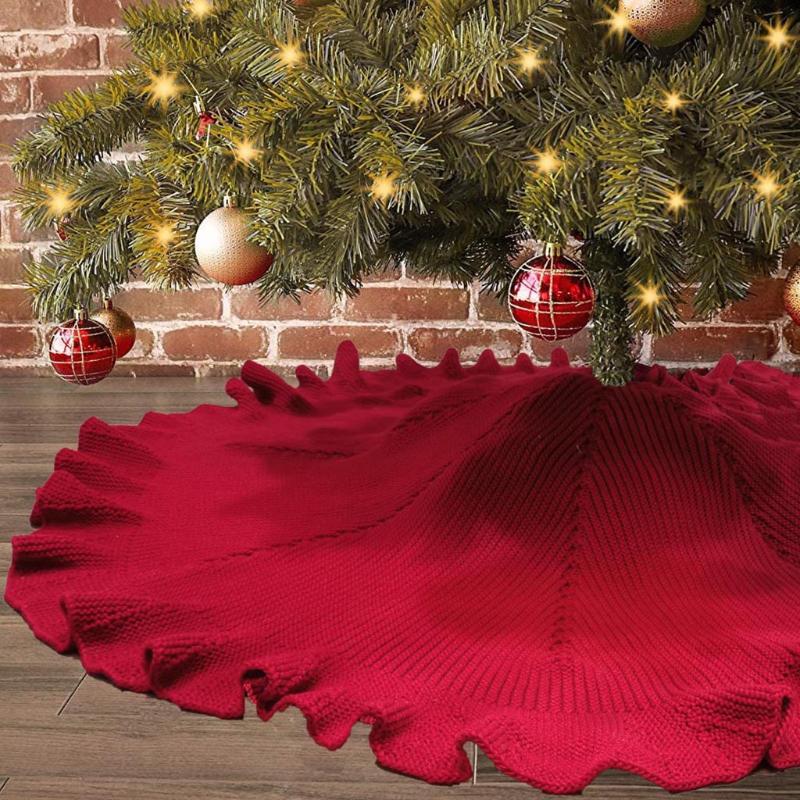 

Xmas Aprons 122CM Red Christmas Tree Skirt Carpet New Year Decorations Xmas Decoration Tree Skirt Ornaments Party Supplies