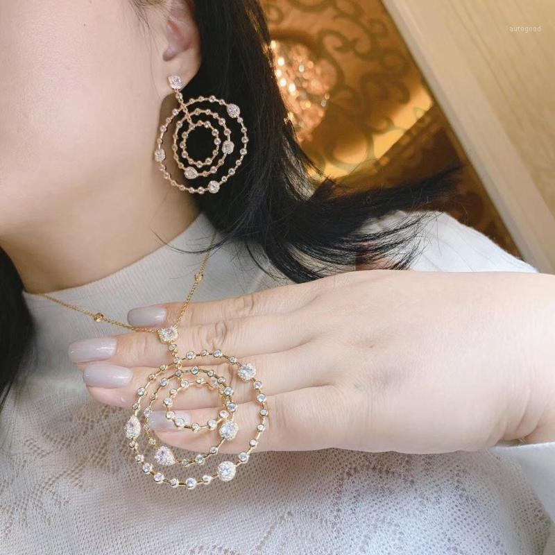 

Earrings & Necklace Accking Shiny For Women Cubic Zirconia Party Dubai African Tribe Earring Set CZ Crystal Jewelry Gift Women1, As pic