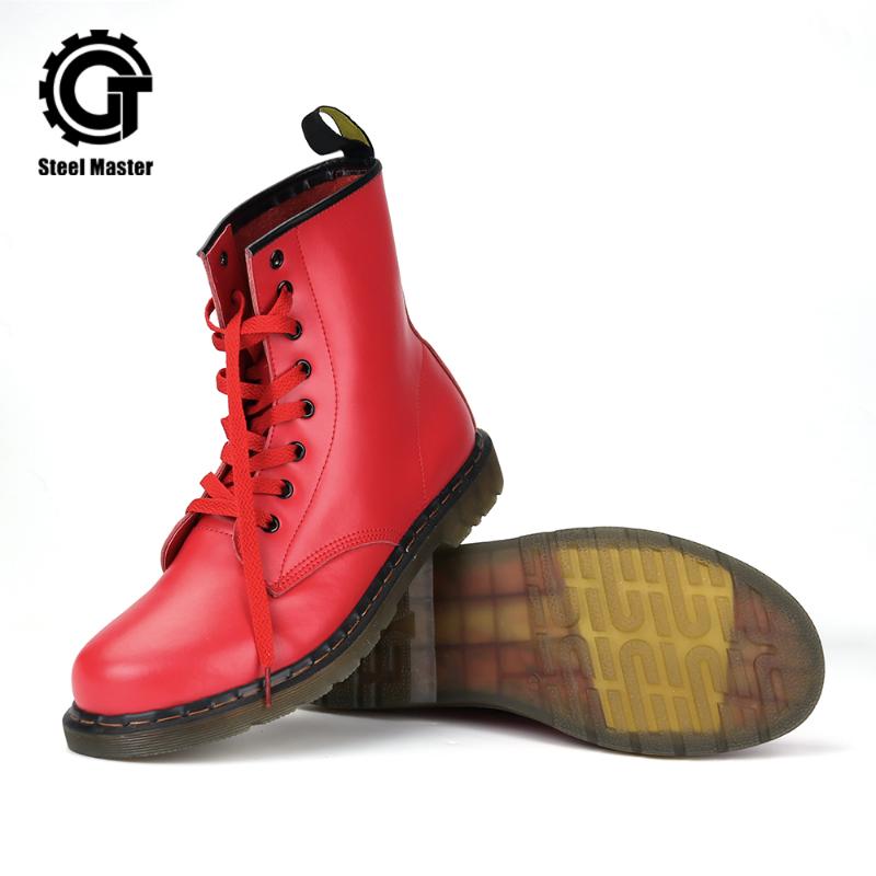

New Fashion Red Boots Women Shoes Boots Mid Calf Leather Genuine Leather Motorcycle Footwear Shoes Outdoors