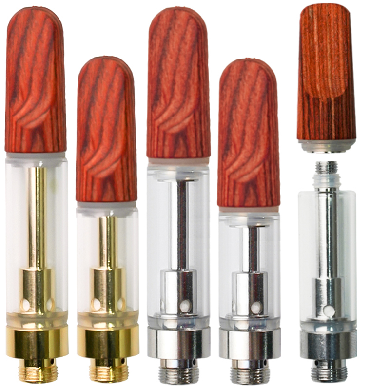 

Silver Gold Wood Tip Atomizers Vape Cartridges 0.8ml 1ml Ceramic Wooden Empty Carts Thick Oil Wax Vaporizer 510 Thread Cartridge E Cigarettes