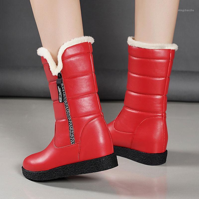 

Women Snow Boots 2020 New Winter Thickened Bottom Red Plus Velvet Mid-tube Female Boots Waterproof Non-slip Casual Cotton Shoes1, Black