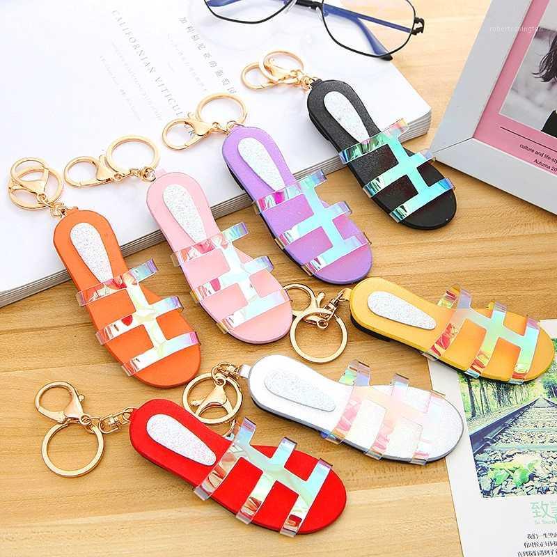 

Keychains BY DHL 100pcs/lot 2021 Fashion PU Lady Slipper Sandal Keyrings For Women Gifts1