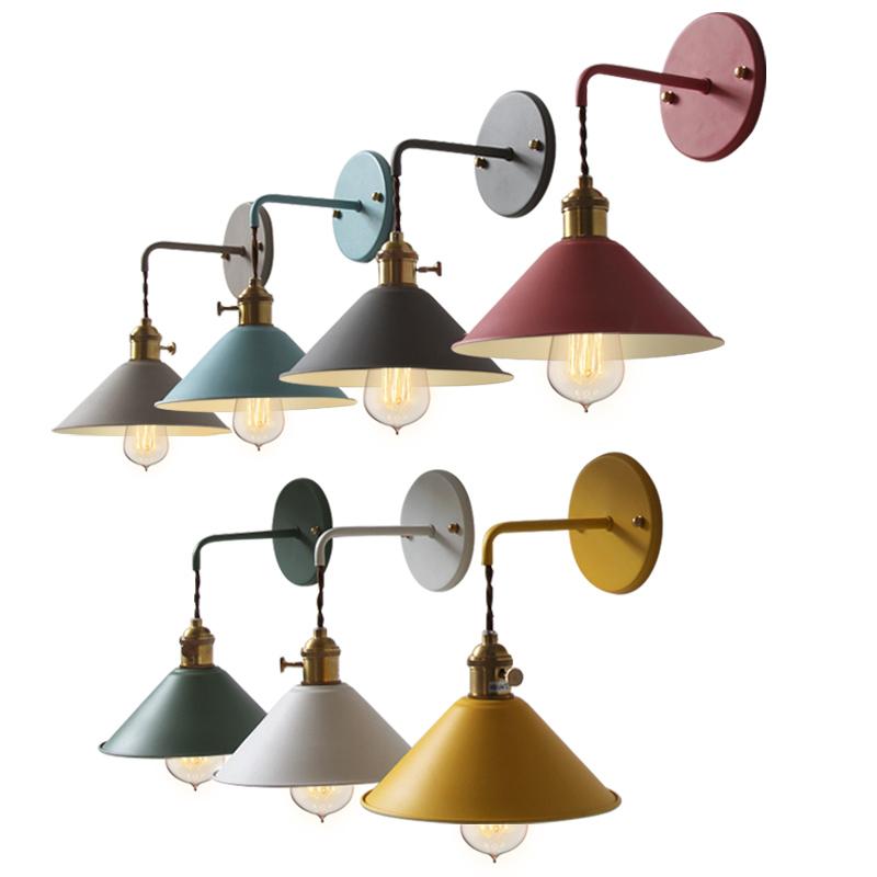 

Modern Bedside wall lamp edison aisle sconce bedroom Read wall light Colorful bathroom E27 Pure copper holder light fixtures