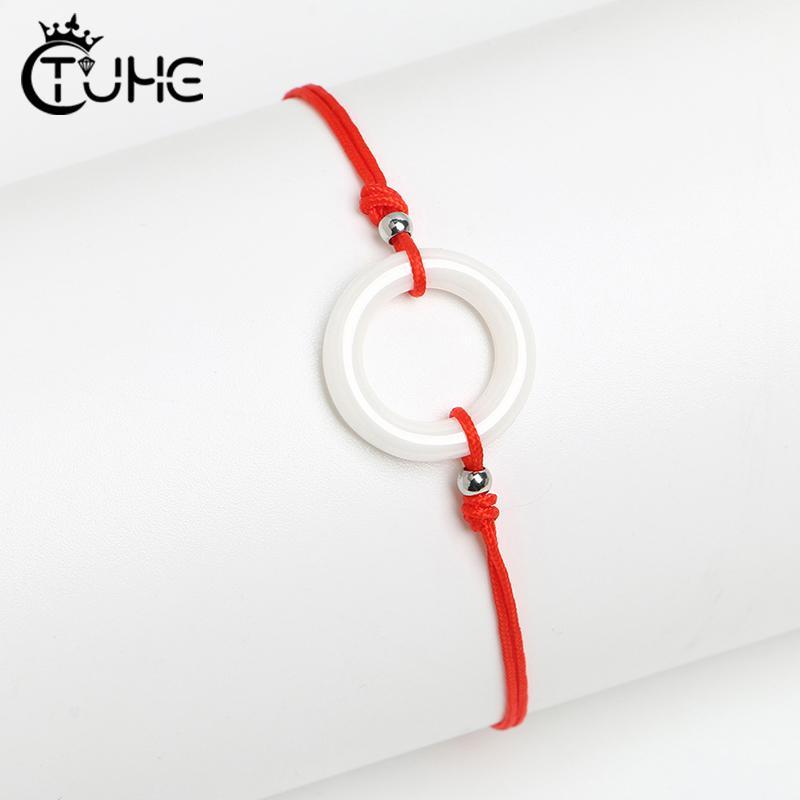 

Handmade Ceramicl Love Circle Shape Charm Bracelet Thin Red Rope Thread String Bracelets For Men Women Couples1