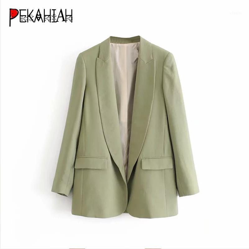 

Vintage cardigan green blazers women blazers and jackets mujer office lady blaser eminino elegant suit jacket women Fall 20201, Pink