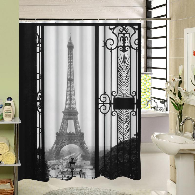 

Picture Print tower of Paris Shower Curtain Water Repellent Cloth Bathroom Curtain Quality Product for Home Accessory